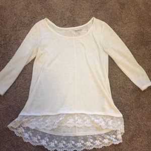 Cream lace edged top